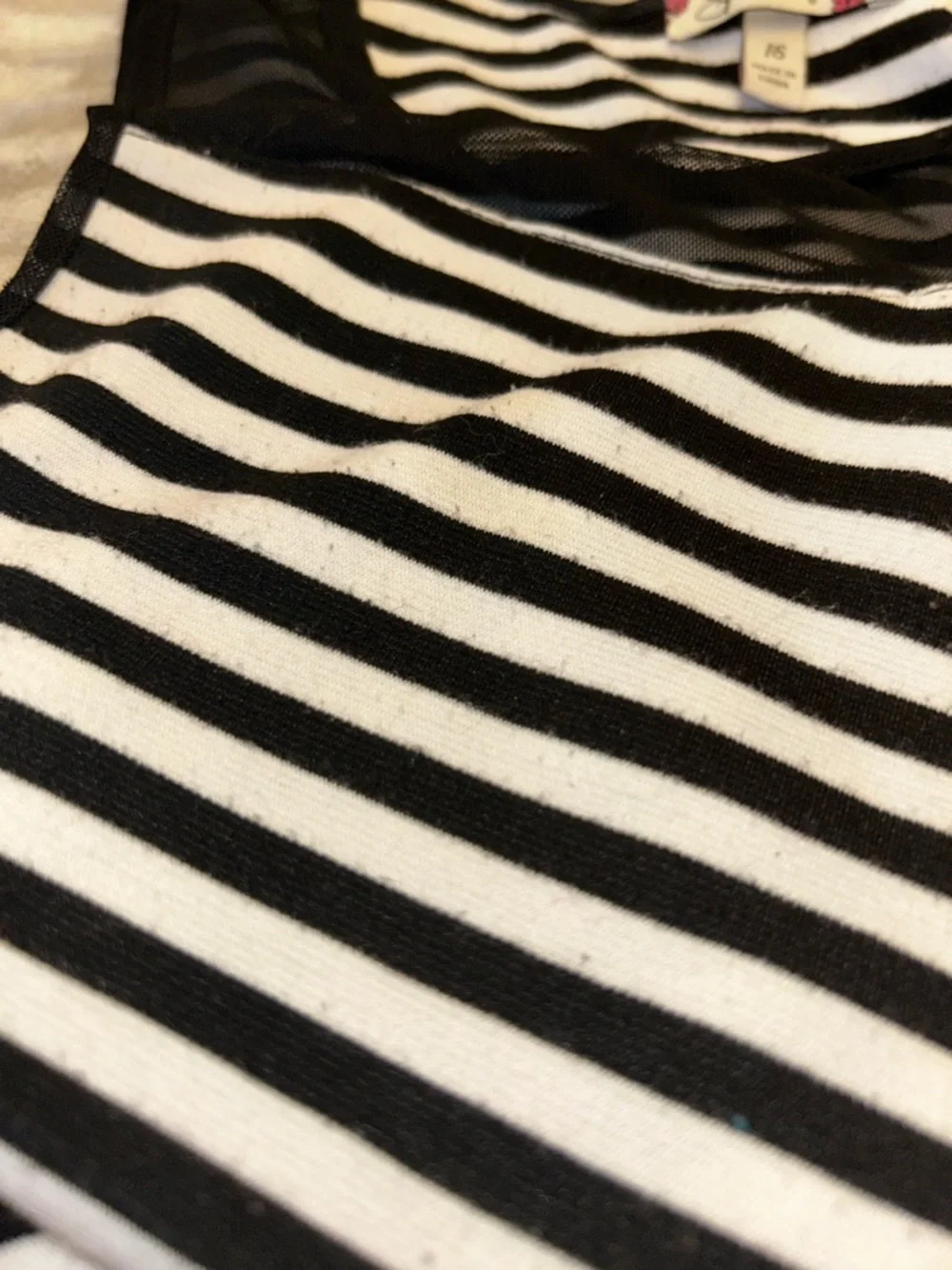 Speechless Coral Chiffon Dress with Black & White Striped Bodice Girls 16